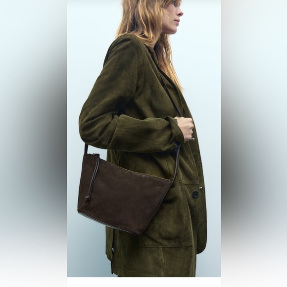 SPLIT LEATHER SHOULDER BAG (NWT) - Picture 4 of 5